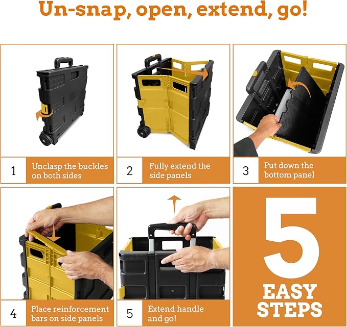 Inspired Living Ultra-Slim Rolling Collapsible Storage Pack-N-Roll Utility-carts - Image 10