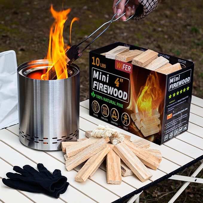 Mini Fire Stick with Fire Starter & Tongs, Tabletop Fire Pit, BBQ Grill - Image 2