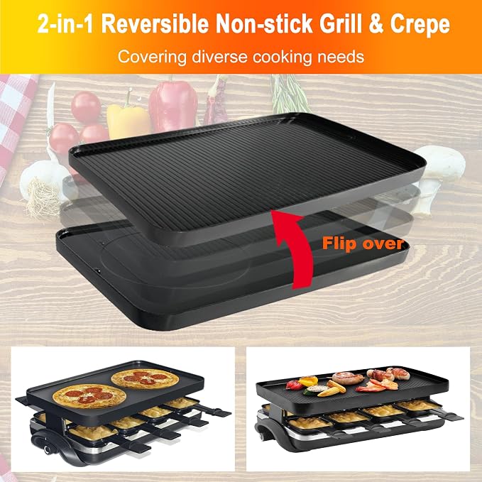 TAMARIT Raclette Table Grill Portable 3 in 1 Korean Barbecue BBQ Electric - Image 4