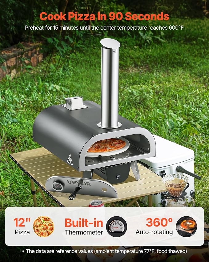 VEVOR Wood-Fired Pizza Oven Outdoor, Portable Pellet Pizza Maker - Image 2