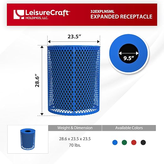 Leisure Craft Heavy-Duty 32 Gallon Receptacle, Liner Included, Made - Image 6