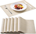 FOCUSLINE Faux Leather Placemats Set of 6, Waterproof and Non-Slip Dining Table by FOCUSLINE