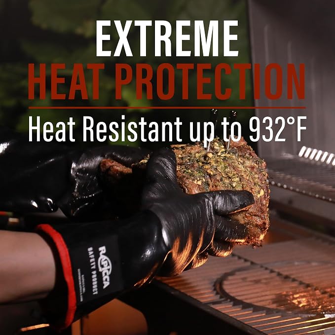 RAPICCA 932°F Heat Resistant BBQ Grill Gloves: Oil Resistant Waterproof - Image 2