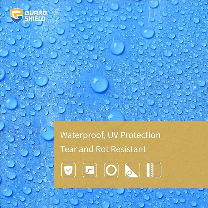 GUARD SHIELD Blue Tarp Waterproof 6x6 Feet Medium Duty All Purpose Poly Tarps - Image 3