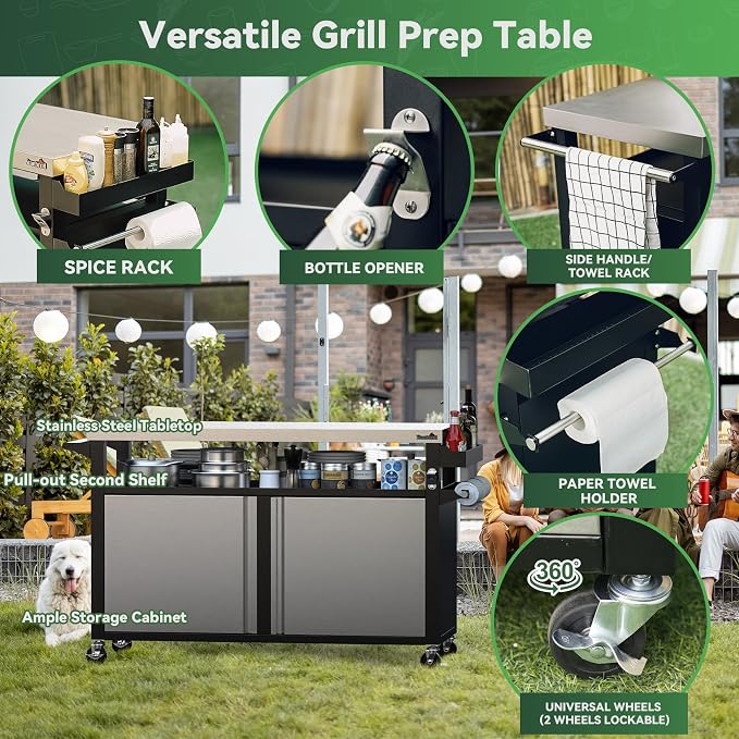 Stanbroil Rolling Outdoor Kitchen Island, BBQ Grill Cart - Image 4
