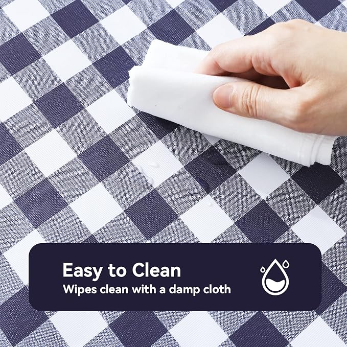 Romanstile Rectangle Vinyl Tablecloth, 100% Waterproof Buffalo Gingham Plastic - Image 2