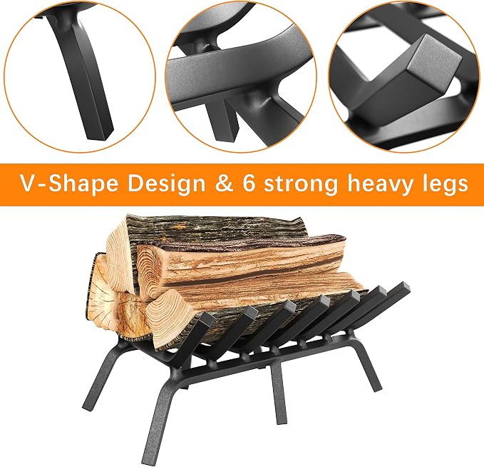 Mr IRONSTONE Fireplace Grate 21 inch Solid Steel Heavy Duty Fireplace Log - Image 5