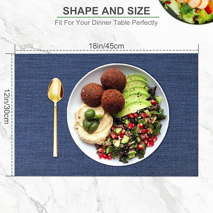 BETEAM Placemats Set of 8, Woven Vinyl Placemat - Image 5