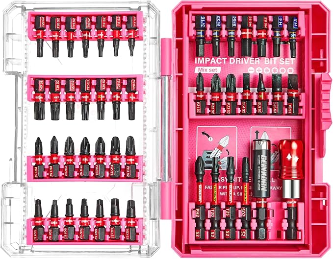 48Pieces Impact Screwdriver Bits Set, Magnetic S2 Steel by GEINXURN
