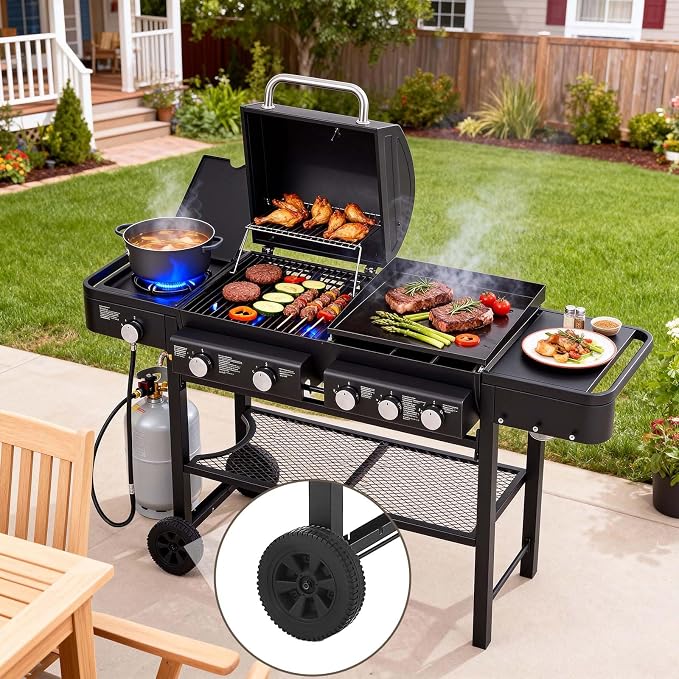 Unovivy 5-Burner Propane Gas Grill and Griddle Combo - Image 6