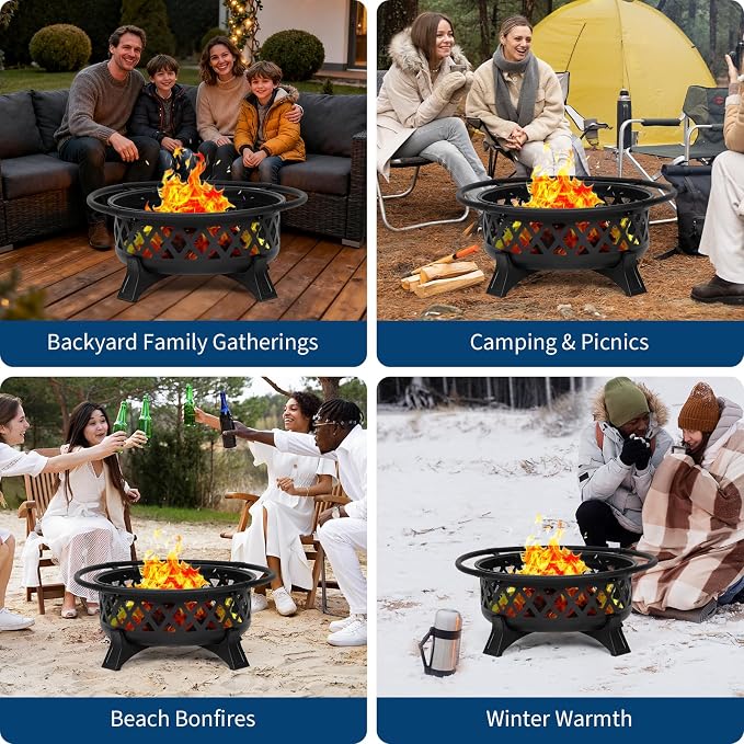 36-Inch Outdoor Wood Burning Fire Pit - Image 4