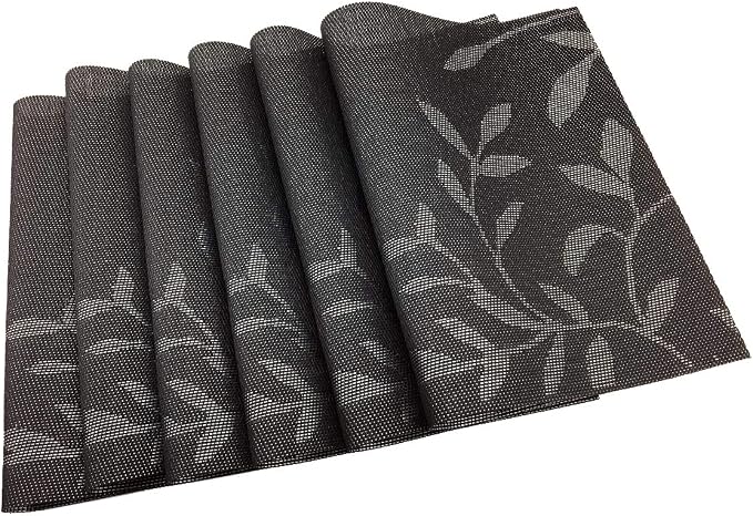 Gugrida Place Mats PVC Set of 6, Table Placemats Set of 6 PVC Woven Vinyl Place - Image 2
