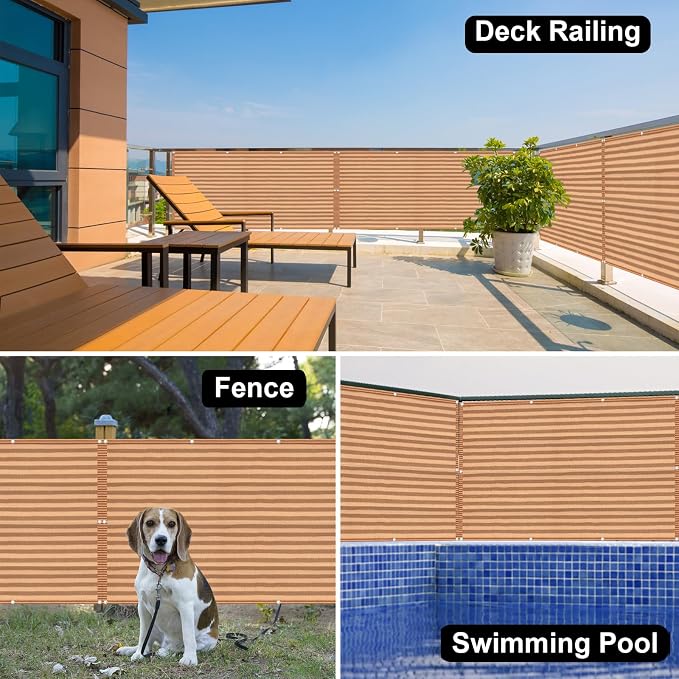 Eden's Decor Balcony Privacy Screen Brown/Khaki 4'x 49' Cover Mesh Windscreen - Image 6