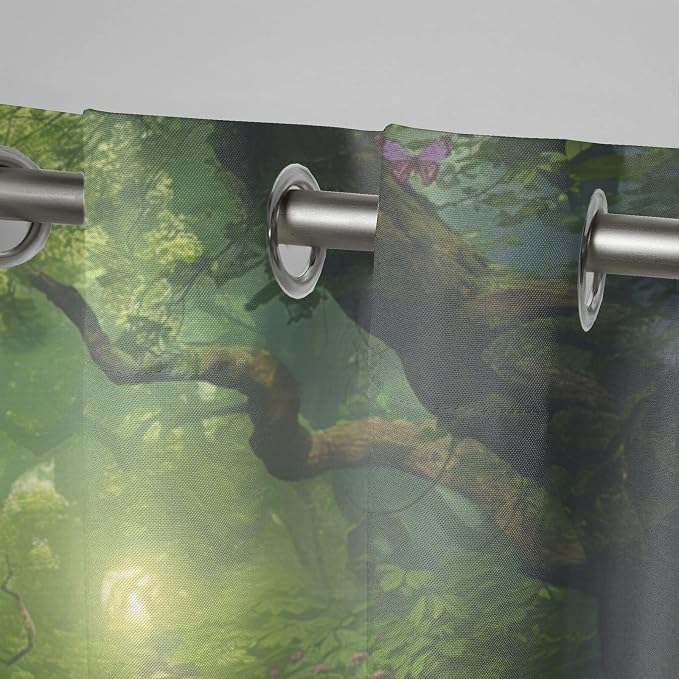 Fantasy Theme Outdoor Curtains for Patio Waterproof, Forest Pattern, Waterproof - Image 4