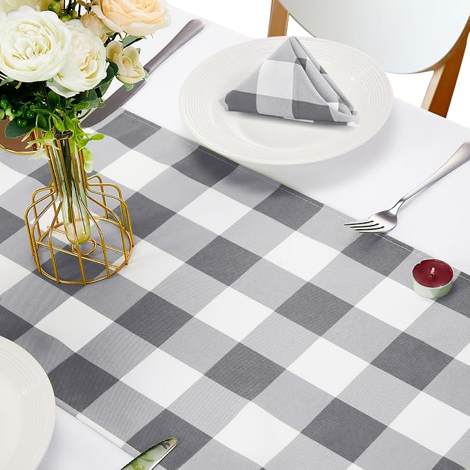 Fabric Checkered Table Runner 12 Pack Waterproof Gingham Table Runner 14W x - Image 5