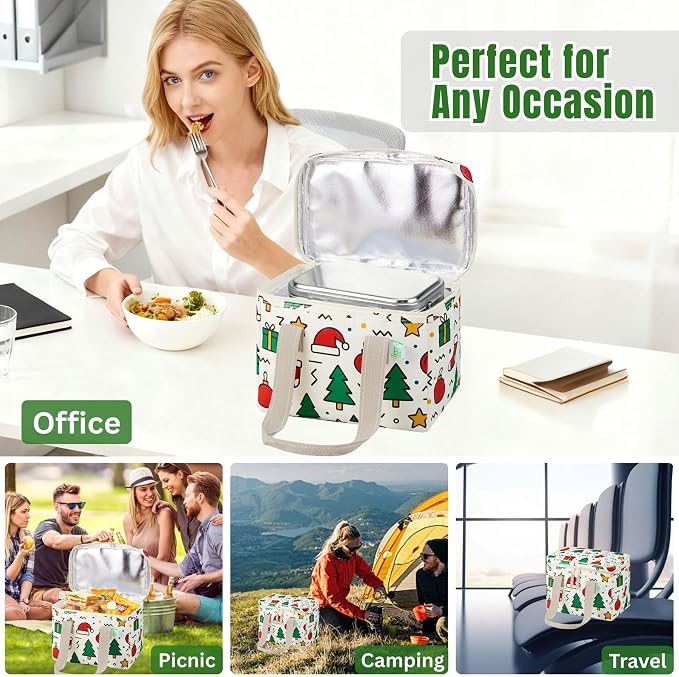 VENO 2 Pack Christmas Insulated Lunch Bag, Heavy Duty Insulated Grocery Bags - Image 6