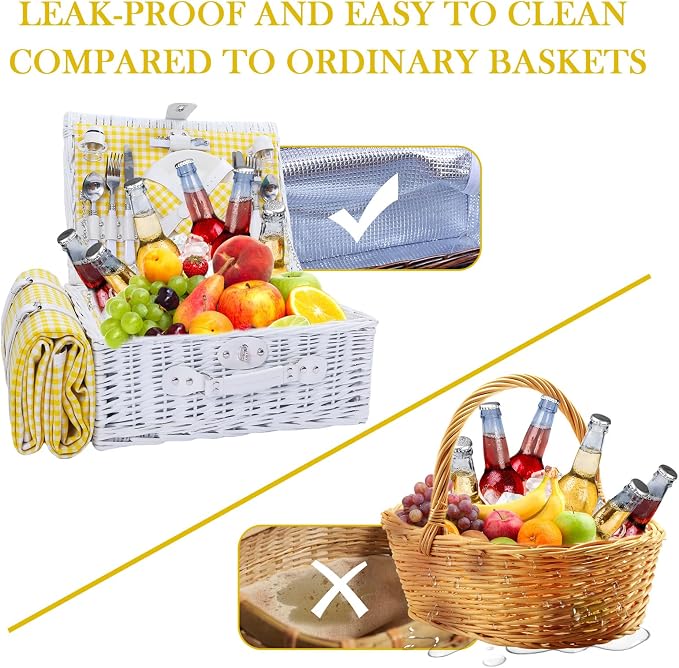 Neti Neti Wicker Picnic Basket for 4 - Image 6