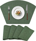 Round Table Placemats Set of 4, Faux Leather Wedge Shape Place Mats Heat by Wanlvhu