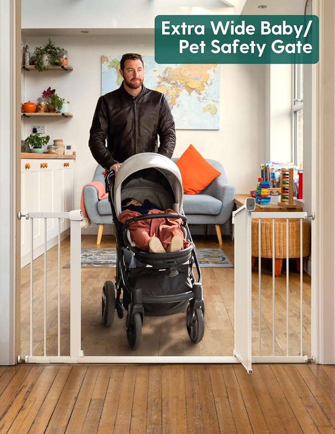 BABELIO 36-57" Extra Wide Baby/Chlid Gate, Auto Close Dog/Pet Barrier - Image 4