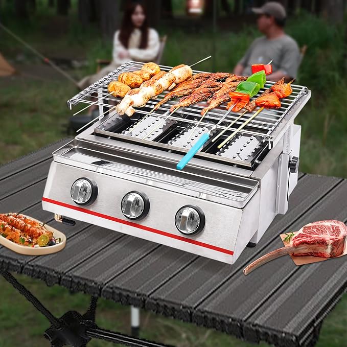 3-Burner Portable Gas Grill, Stainless Steel BBQ Gas Grill - Image 4