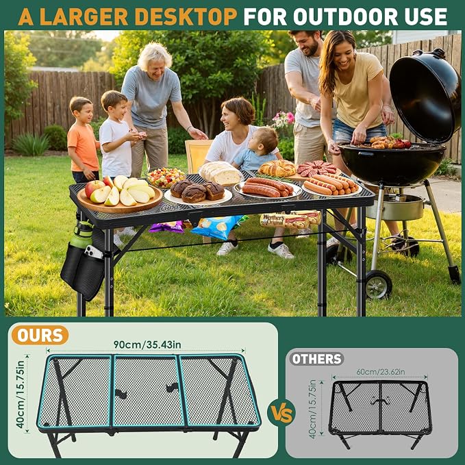 DeeprBetter Folding Camping Table, 3ft Camping Table Aluminum Folding Table - Image 3