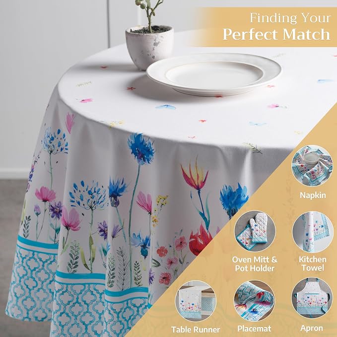 Maison d' Hermine Table Cloth Round Table 100% Cotton 63 Inches Tablecloth - Image 5