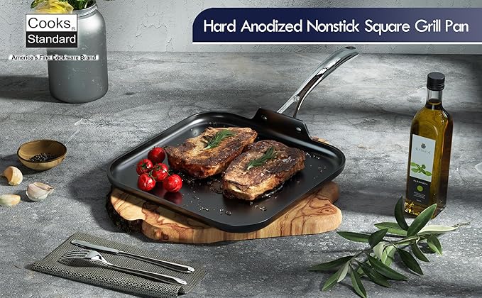 Griddle Pan, Hard Anodized Nonstick, 18.9 x 11-Inch Black