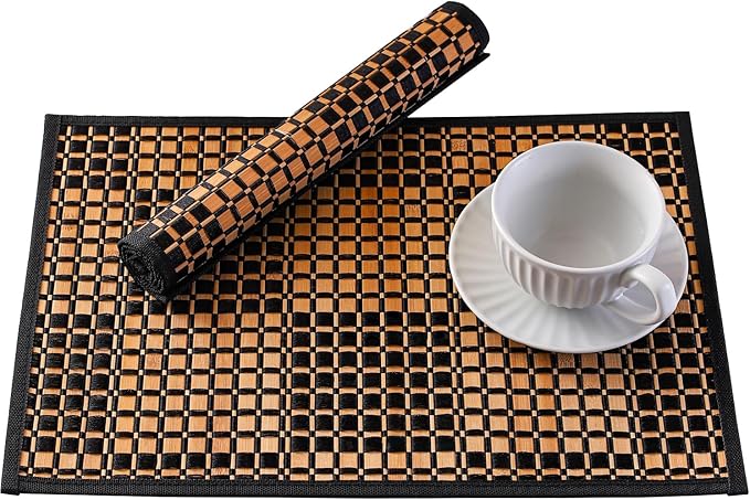 Bamboo Placemats Set of 4, Woven Table Mats by Unknown