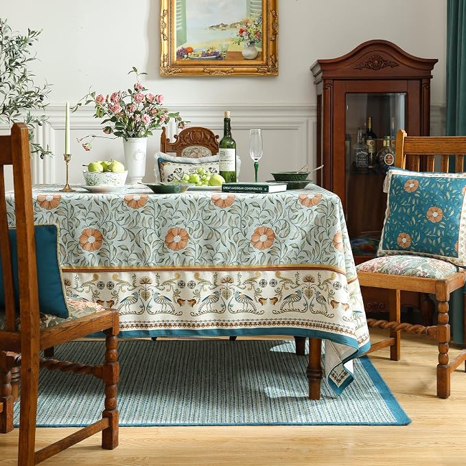 patdrea Designer French Linen Blue Tablecloth - Image 2