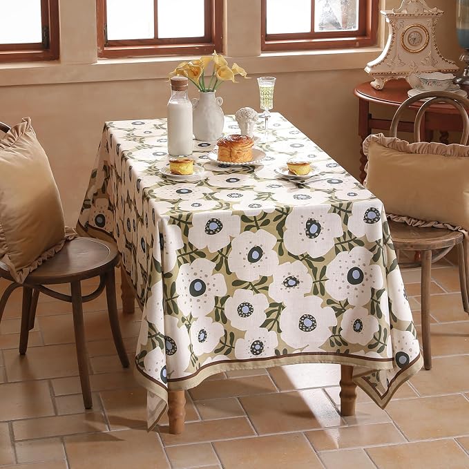 Designer Vintage Small Rectangular Tablecloth, Linen French Tablecloth - Image 8
