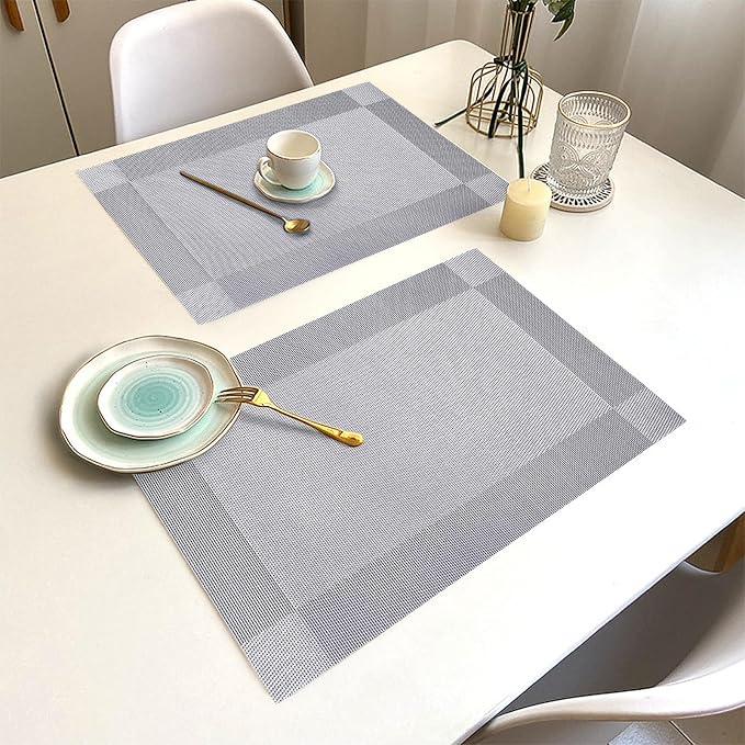 Placemats Set of 8 Washable&Wipeable Silver Place mats - Image 7