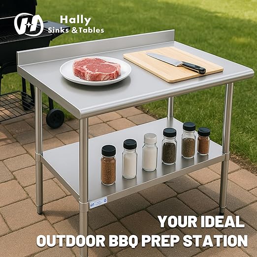 Hally Stainless Steel Table for Prep & Work 18 x 36 Inches, NSF Commercial - Image 4