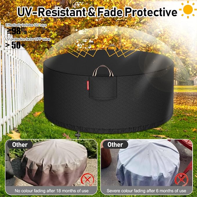 Fire Pit Cover Round for 45-48 inch Fire Pit, 900D Heavy Duty Waterproof - Image 5