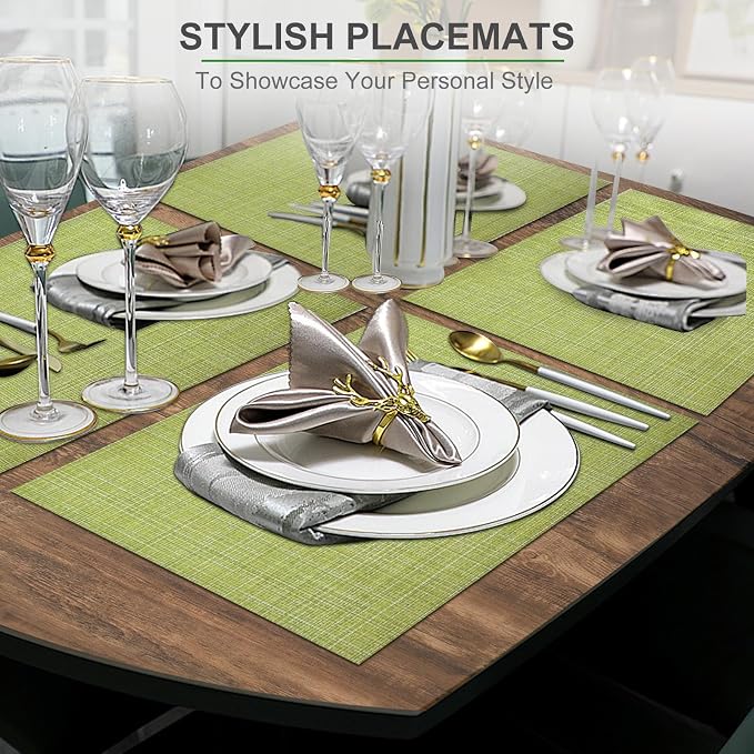 BETEAM Placemats Set of 8, Woven Vinyl Placemat - Image 6