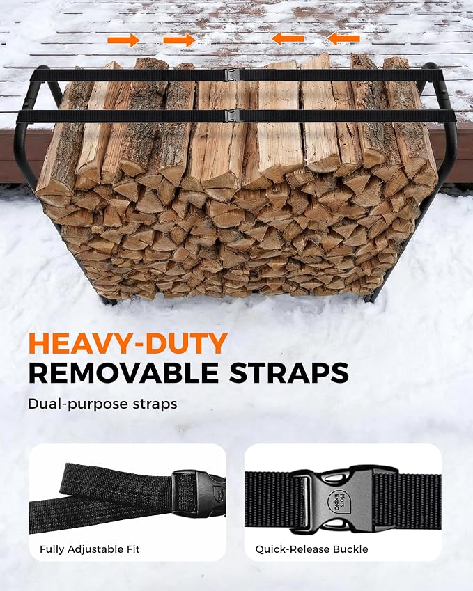 3ft Firewood Log Rack with Cover Outdoor, Heavy Duty Indoor Outdoor Firewood - Image 3
