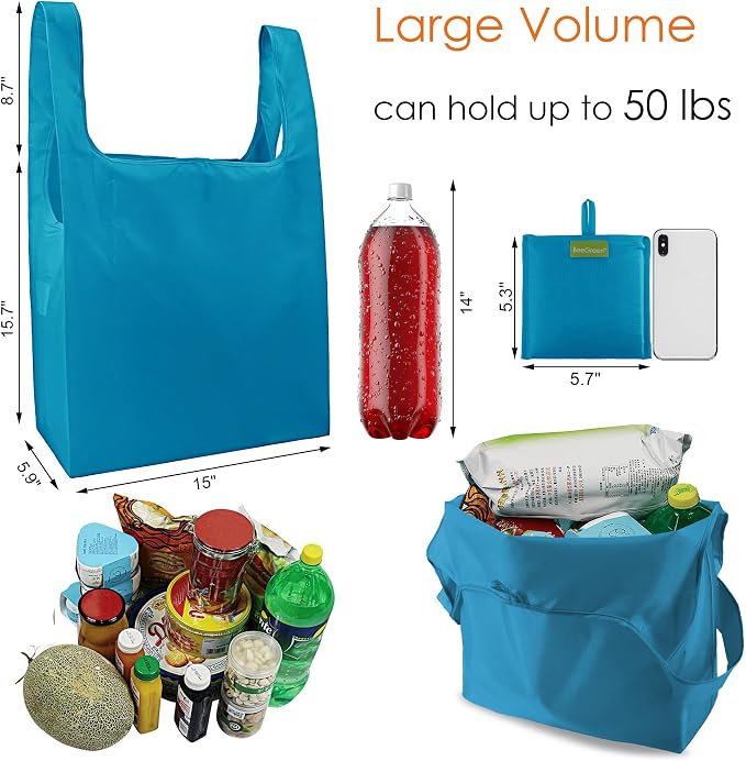 BeeGreen Light Blue Reusable Grocery Bags Wholesale Blue Reusable Kitchen Bags - Image 2