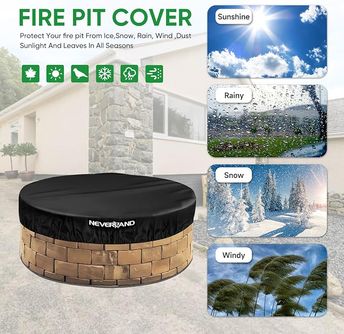 NEVERLAND Round Fire Pit Cover for In-Ground Fire Pits, 52-57 Inch Heavy Duty - Image 8