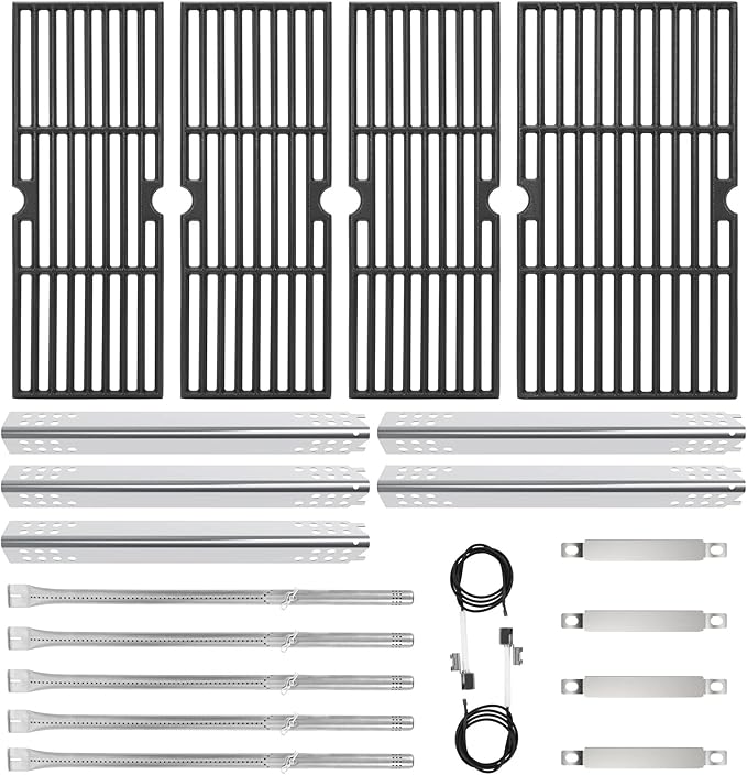 Cast Iron Grill Grates and Stainless Steel Grill Part Kit by DELSBBQ