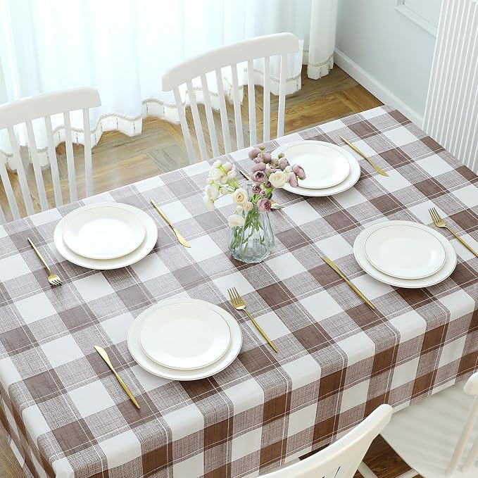 Romanstile Square Plastic Tablecloth, 100% Waterproof Oil-Proof Checkered PVC - Image 5