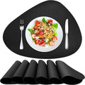 Herda Black Placemats Set of 6 for Dining Table Mats, Faux Leather Place Mats by Betterqualitybetterlife