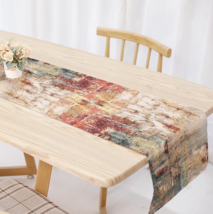 OYIMUA Modern Abstract Rust Colorful Table Runner 13 x 72 Inches Summer Runners - Image 3