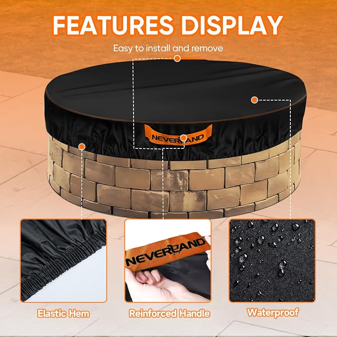 NEVERLAND Round Fire Pit Cover for In-Ground Fire Pits, 52-57 Inch Heavy Duty - Image 3