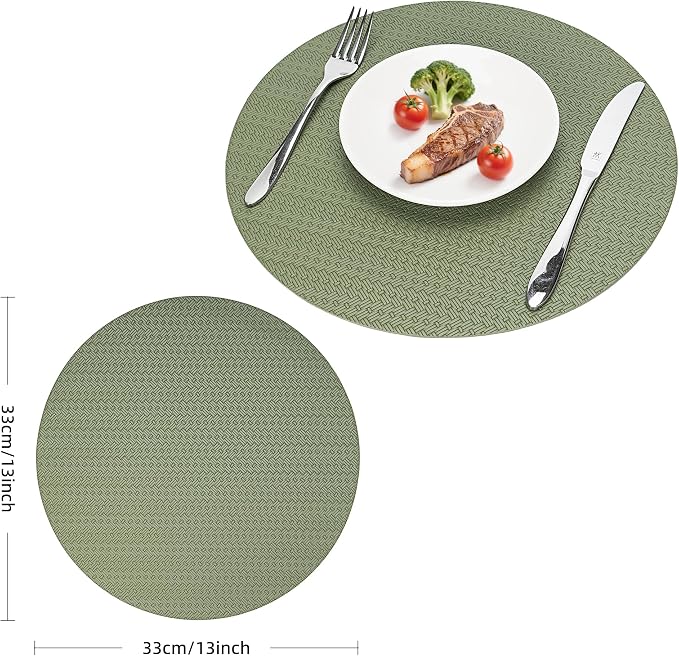 Round Faux Leather Placemats Set of 6 – 13 Inch Vinyl Mats, Heat Resistant - Image 7