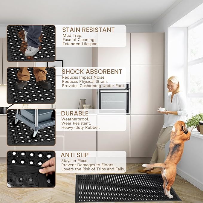 Restaurant Anti Fatigue Mat, Outdoor Rubber Floor Bar Mat - Image 5