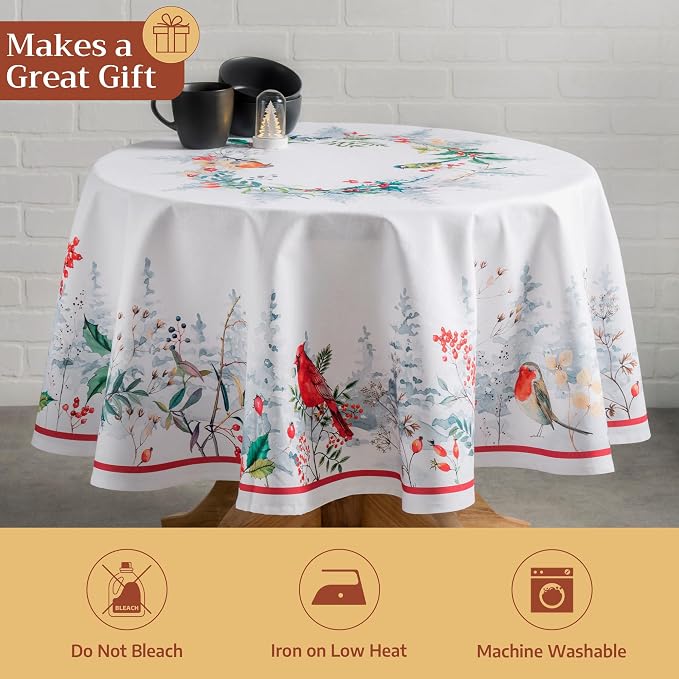Maison d' Hermine Table Cloth Round Table 100% Cotton 69 Inches Fall Tablecloth - Image 5