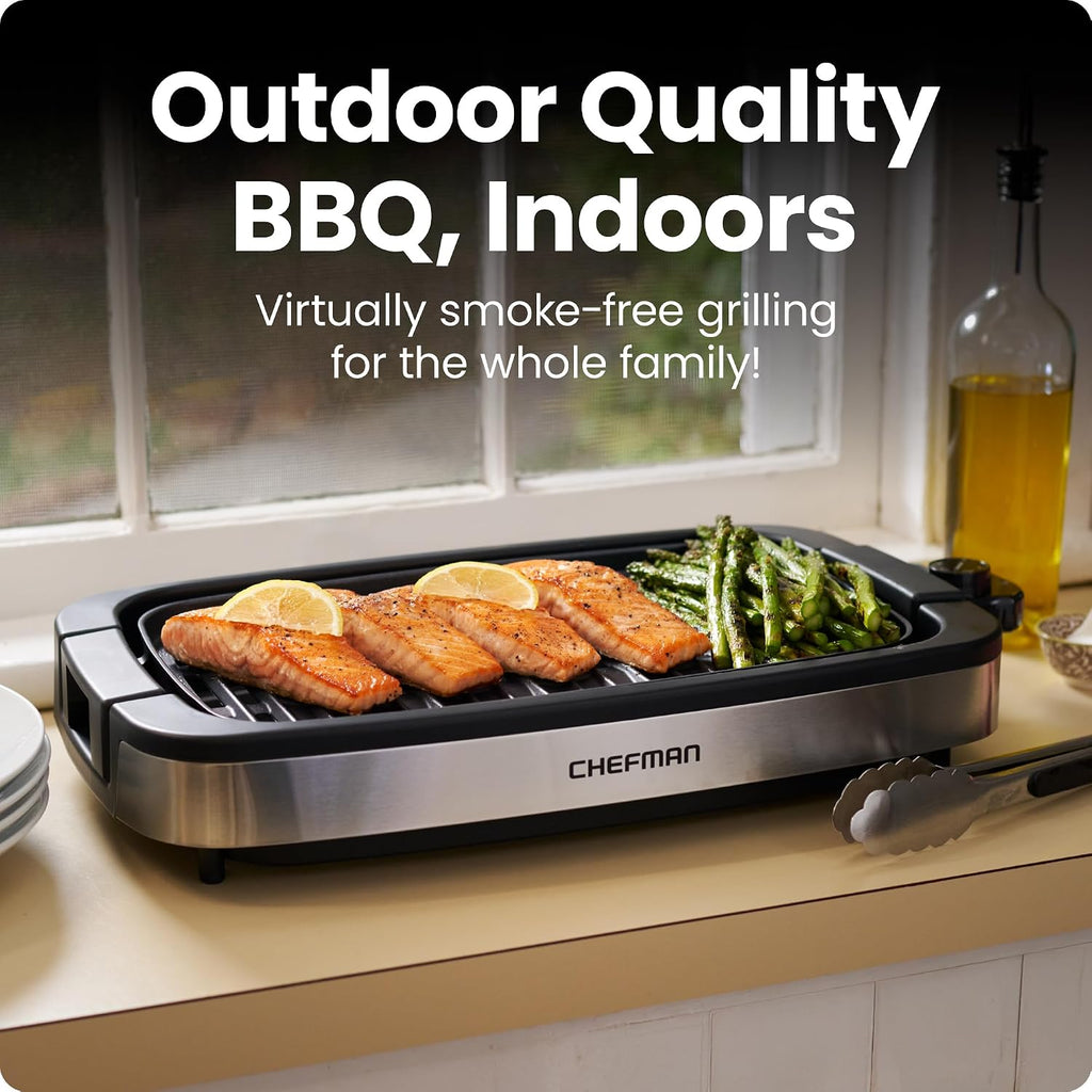 Electric Grill for Indoor Use, Smokeless, 135 Sq In Plate, Black