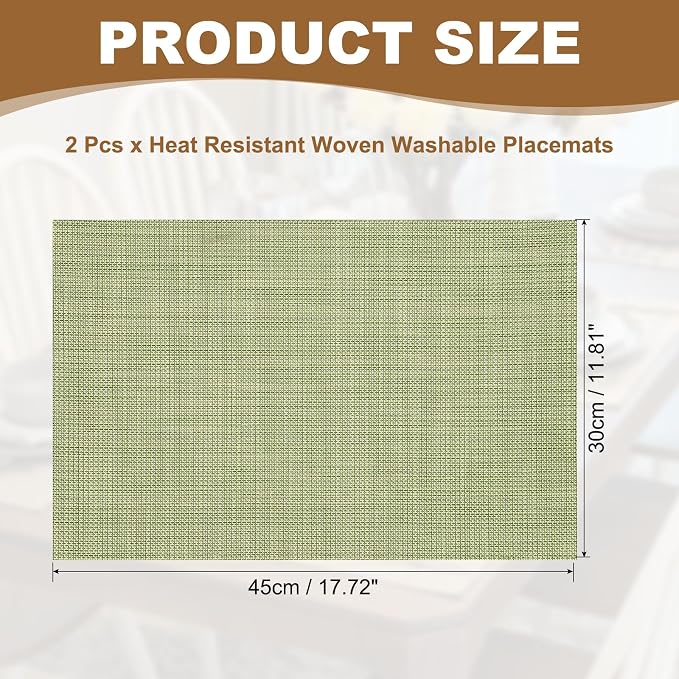uxcell Faux Linen Placemats, 12x18 Inch Heat Resistant Place Mats Machine - Image 2