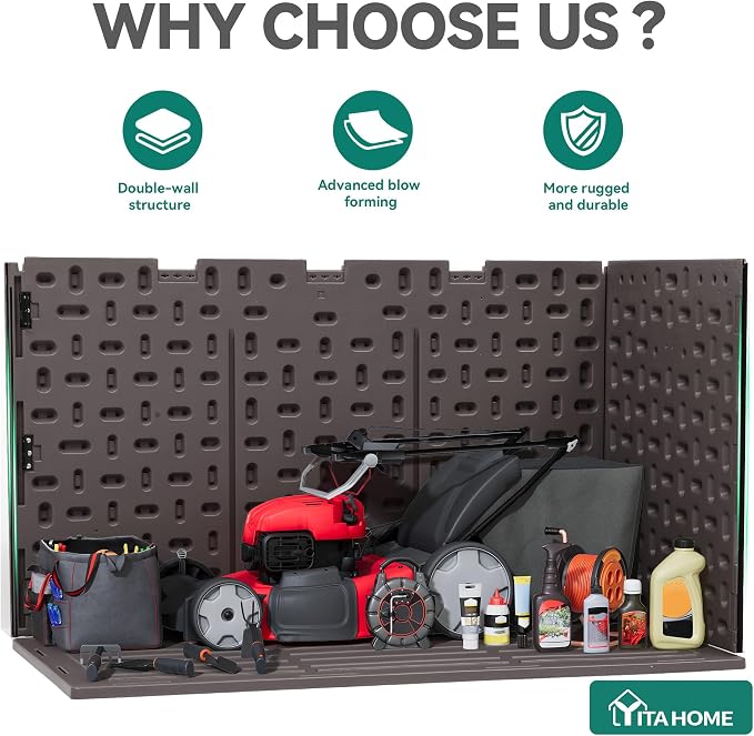 YITAHOME 200 Gallon Extra Large Deck Box, Double-Wall Resin Outdoor Storage Box - Image 5