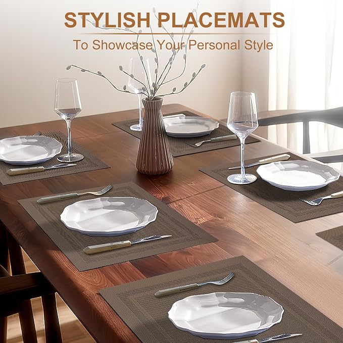 BETEAM Placemats Set of 12, Woven Vinyl Placemat - Image 6