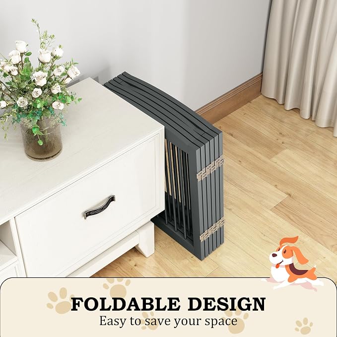 Freestanding Pet Gates with Walk Through Door, Dog Indoor Fence, Dog Gate - Image 4
